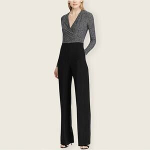 NWT | Lauren Ralph Lauren | Two-Tone Straight-Leg Jumpsuit | Black/Gray | 18
